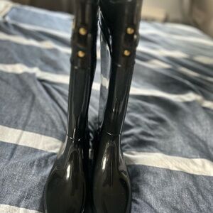 Ralph Lauren women Rossalyn ll black rubber rain boots Sz 9 excellent condition